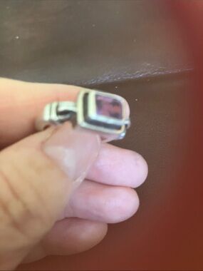 Sterling Silver Square Amethyst-Style Ring - Purple Center